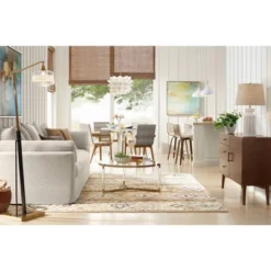 360 Lighting Helene Country Cottage Table Lamp 26" High Cream White Glaze Linen Tan Drum Shade For Bedroom Living Room Bedside Nightstand Office House -360 Lighting GUEST 00697482 818a 4a40 901c 095e170f3bbd