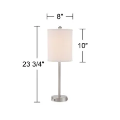 360 Lighting Trotter Modern Table Lamps 23 3/4" High Set Of 2 Brushed Nickel With USB And AC Power Outlet In Base White Fabric Cylinder For Home Desk -360 Lighting GUEST 008a3109 94ac 4536 a8fc e2bc3ee2aed9