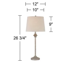 360 Lighting Lynn Country Cottage Buffet Table Lamps 26 3/4" High Set Of 2 Beige Wood Oatmeal Drum Shade For Bedroom Living Room Bedside Nightstand -360 Lighting GUEST 021dc7b4 bd56 45f5 b733 e47878fdad02
