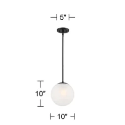 360 Lighting Ciana Black Mini Pendant 10" Wide Modern Orb Frosted Globe Glass Shade For Dining Room House Foyer Kitchen Island Entryway Bedroom Home -360 Lighting GUEST 045c6771 2c42 4c9d b9cd 2442abc72f6d
