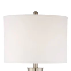 360 Lighting Geoff Modern Table Lamps 26" High Set Of 2 Brushed Nickel With USB Charging Port White Drum Shade For Bedroom Living Room Bedside Desk -360 Lighting GUEST 05280347 1f07 4eff 8211 bfc69364e91e