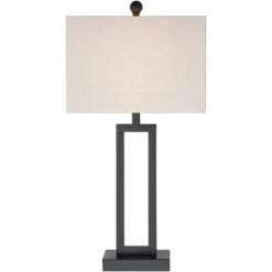 360 Lighting Aston 26" High Open Rectangle Modern Table Lamp Black Finish Metal Single Off-White Shade Living Room Bedroom Bedside Nightstand House -360 Lighting GUEST 05467453 7eac 430a be9a c11f7f2cf4a4 1