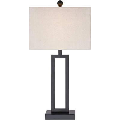 360 Lighting Aston Modern Industrial Table Lamps 26" High Set Of 2 Rich Black Openwork Metal Off White Fabric Shade For Bedroom Living Room Bedside 7 360 Lighting Aston Modern Industrial Table Lamps 26" High Set Of 2 Rich Black Openwork Metal Off White Fabric Shade For Bedroom Living Room Bedside - Image 5