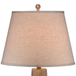 360 Lighting Bentley Rustic Farmhouse Table Lamp 29" Tall Brown Leaf Textured Hammered Pot Off White Empire Shade For Bedroom Living Room House Home -360 Lighting GUEST 0553174f 0756 4b19 9e38 becea0f0eeea