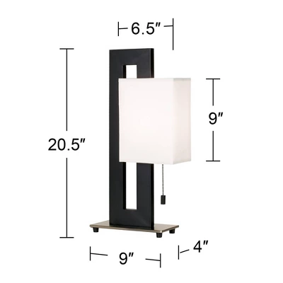 360 Lighting Floating Square 20 1/2" High Small Rectangular Modern Accent Table Lamp Pull Chain Black Metal Single White Shade Living Room Bedroom 6 360 Lighting Floating Square 20 1/2" High Small Rectangular Modern Accent Table Lamp Pull Chain Black Metal Single White Shade Living Room Bedroom - Image 4