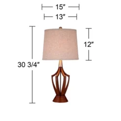 360 Lighting St. Claire Modern Mid Century Table Lamp 30 3/4" Tall Wood Open Vase Taupe Drum Shade For Bedroom Living Room Bedside Nightstand Office -360 Lighting GUEST 0d1ac4a2 c83e 4b78 bc73 95a4b2fc28ff