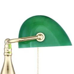 360 Lighting Hammond Traditional Piano Banker Desk Lamp 14" High Brass Plating Green Glass Shade For Bedroom Bedside Nightstand Office Kids House Home -360 Lighting GUEST 0d46d855 e4d4 494c bbc3 a24adccd9e82