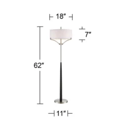 360 Lighting Modern Floor Lamp 62" Tall Black And Brushed Steel Column White Linen Drum Shade For Living Room Reading Bedroom Office 17 360 Lighting Modern Floor Lamp 62" Tall Black And Brushed Steel Column White Linen Drum Shade For Living Room Reading Bedroom Office -360 Lighting GUEST 0f91c16b 5e59 4338 b4db 2307797b55b5