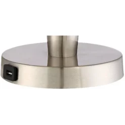 360 Lighting Geoff Modern Table Lamps 26" High Set Of 2 Brushed Nickel With USB Charging Port White Drum Shade For Bedroom Living Room Bedside Desk -360 Lighting GUEST 0ffe1f1b 6e97 4063 88a4 493173403f46