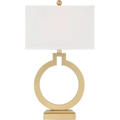 360 Lighting Modern Table Lamps 28 1/2" Tall Set Of 2 With USB Charging Port Brushed Gold Open Ring White Shade For Bedroom Living Room House Bedside 8 360 Lighting Modern Table Lamps 28 1/2" Tall Set Of 2 With USB Charging Port Brushed Gold Open Ring White Shade For Bedroom Living Room House Bedside - Image 6