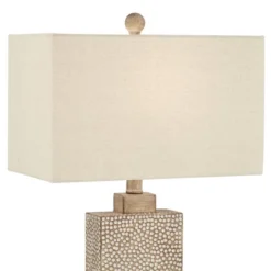 360 Lighting Caldwell Rustic Farmhouse Table Lamps 26 3/4" High Set Of 2 Earth Tone Hammered Oatmeal Fabric Rectangular Shade For Bedroom Living Room -360 Lighting GUEST 12a0bae3 9a7e 4dda b923 13c6009c714d