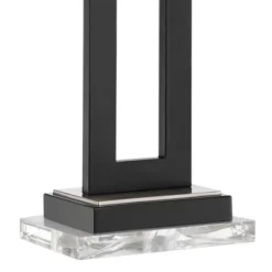 360 Lighting Neil Modern Table Lamp With Clear Riser 26" High Black With USB Charging Port White Rectangular Shade For Bedroom Living Room House Desk -360 Lighting GUEST 12fce13a f4ac 4453 8d47 af2349a24f3a