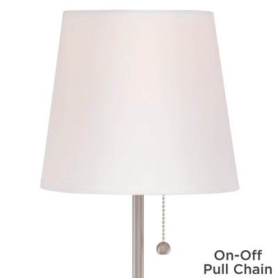 360 Lighting Justin 18" High Small Modern Accent Table Lamps Set Of 2 USB Port Pull Chain Silver Finish Metal White Shade Living Room Charging Bedroom 7 360 Lighting Justin 18" High Small Modern Accent Table Lamps Set Of 2 USB Port Pull Chain Silver Finish Metal White Shade Living Room Charging Bedroom - Image 5