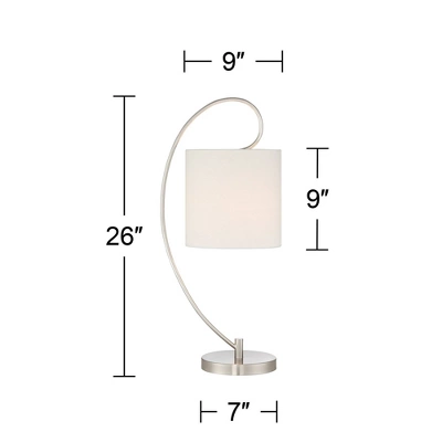 360 Lighting Modern Table Lamps Set Of 2 With USB Charging Port 26" High Metal Arc White Drum Shade For Living Room Bedroom Bedside Office 10 360 Lighting Modern Table Lamps Set Of 2 With USB Charging Port 26" High Metal Arc White Drum Shade For Living Room Bedroom Bedside Office - Image 8