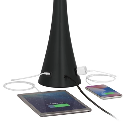 360 Lighting Karl Modern Table Lamps 28 1/4" Tall Set Of 2 Black Metal With USB And AC Power Outlet In Base White Drum Shade For Bedroom Living Room 5 360 Lighting Karl Modern Table Lamps 28 1/4" Tall Set Of 2 Black Metal With USB And AC Power Outlet In Base White Drum Shade For Bedroom Living Room - Image 3