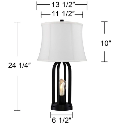 360 Lighting Marcel Industrial Table Lamps 24 1/4" High Set Of 2 Black With USB Charging Port And Nightlight LED Cream Shade For Bedroom Bedside Desk 9 360 Lighting Marcel Industrial Table Lamps 24 1/4" High Set Of 2 Black With USB Charging Port And Nightlight LED Cream Shade For Bedroom Bedside Desk - Image 7