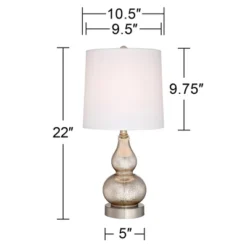 360 Lighting Castine 22" High Small Modern Country Cottage Accent Table Lamps Set Of 2 USB Port Silver Finish Mercury Glass Living Room Charging 13 360 Lighting Castine 22" High Small Modern Country Cottage Accent Table Lamps Set Of 2 USB Port Silver Finish Mercury Glass Living Room Charging -360 Lighting GUEST 19e5a4a9 a392 4470 8b02 7db18a768d1f