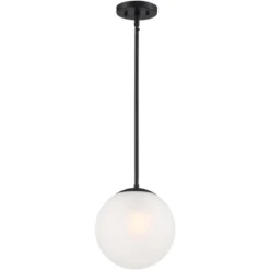 360 Lighting Ciana Black Mini Pendant 10" Wide Modern Orb Frosted Globe Glass Shade For Dining Room House Foyer Kitchen Island Entryway Bedroom Home -360 Lighting GUEST 1c9d3c32 94d4 44e9 9445 cf1dd647479b