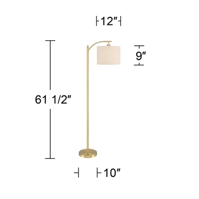 360 Lighting Modern Downbridge Floor Lamp 61 1/2" Tall Warm Gold Metal Off-White Linen Drum Shade For Living Room Reading Bedroom 8 360 Lighting Modern Downbridge Floor Lamp 61 1/2" Tall Warm Gold Metal Off-White Linen Drum Shade For Living Room Reading Bedroom - Image 6