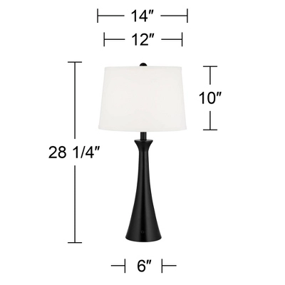 360 Lighting Karl Modern Table Lamps 28 1/4" Tall Set Of 2 Black Metal With USB And AC Power Outlet In Base White Drum Shade For Bedroom Living Room 10 360 Lighting Karl Modern Table Lamps 28 1/4" Tall Set Of 2 Black Metal With USB And AC Power Outlet In Base White Drum Shade For Bedroom Living Room - Image 8