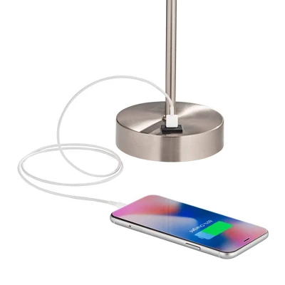 360 Lighting Justin 18" High Small Modern Accent Table Lamps Set Of 2 USB Port Pull Chain Silver Finish Metal White Shade Living Room Charging Bedroom 5 360 Lighting Justin 18" High Small Modern Accent Table Lamps Set Of 2 USB Port Pull Chain Silver Finish Metal White Shade Living Room Charging Bedroom - Image 3