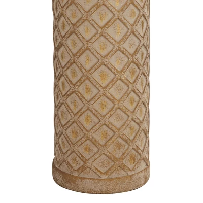 360 Lighting Gisele Cottage Table Lamps 24" High Set Of 2 Gold Wash Lattice Column Tapered Drum Shade For Bedroom Living Room Bedside Nightstand Home 7 360 Lighting Gisele Cottage Table Lamps 24" High Set Of 2 Gold Wash Lattice Column Tapered Drum Shade For Bedroom Living Room Bedside Nightstand Home - Image 5