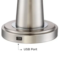 360 Lighting Karla Art Deco Style Table Lamps 25" High Set Of 2 Brushed Nickel With USB Charging Port And Table Top Dimmers White Fabric Drum For Desk 13 360 Lighting Karla Art Deco Style Table Lamps 25" High Set Of 2 Brushed Nickel With USB Charging Port And Table Top Dimmers White Fabric Drum For Desk -360 Lighting GUEST 23e5d086 cf02 42e8 a68f 508b548a38d1