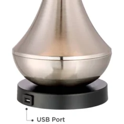 360 Lighting Simon Modern Table Lamps 25 1/2" High Set Of 2 Brushed Nickel With USB Charging Port White Fabric Drum Shade For Bedroom Living Room Desk 11 360 Lighting Simon Modern Table Lamps 25 1/2" High Set Of 2 Brushed Nickel With USB Charging Port White Fabric Drum Shade For Bedroom Living Room Desk -360 Lighting GUEST 24adc801 a4c7 4967 a0eb da46831554a1