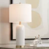 360 Lighting Modern Coastal Table Lamp 26" High White Ceramic Fabric Drum Shade For Bedroom Living Room Bedside Nightstand Office House Home Family -360 Lighting GUEST 2513c7a5 e2a1 4c26 a443 da7f9e3de21b