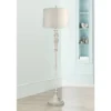 360 Lighting Vintage Shabby Chic Floor Lamp 60" Tall Antique White Washed Off White Washed Silver Drum Shade For Living Room Bedroom Office