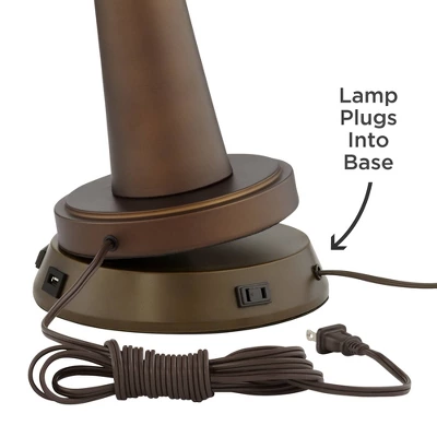 360 Lighting Accent Table Lamp With USB And AC Power Outlet Workstation Charging Base 22" High Warm Bronze Drum Shade Living Room Desk 4 360 Lighting Accent Table Lamp With USB And AC Power Outlet Workstation Charging Base 22" High Warm Bronze Drum Shade Living Room Desk - Image 2