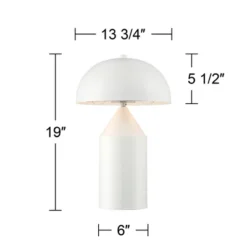 360 Lighting Felix Modern Accent Table Lamps 19" High Set Of 2 White Metal Mushroom Dome Shade For Bedroom Living Room Bedside Nightstand Office Kids -360 Lighting GUEST 26426af2 53a0 41ca b969 7c3c570e076d