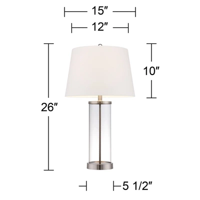 360 Lighting Coastal Table Lamp 26.25" High Clear Glass Cylinder Steel Fillable White Drum Shade For Living Room Family Bedroom Bedside Office 7 360 Lighting Coastal Table Lamp 26.25" High Clear Glass Cylinder Steel Fillable White Drum Shade For Living Room Family Bedroom Bedside Office - Image 5