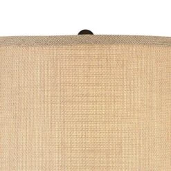360 Lighting Heather Modern Table Lamps Set Of 2 With Square Risers 27 1/4" Tall Dark Iron USB Charging Port Burlap Drum Shade For Bedroom Living Room