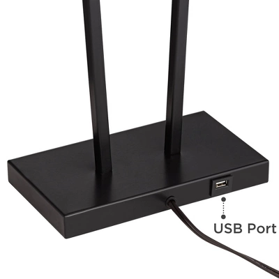 360 Lighting Cole Modern Table Lamps 27" Tall Set Of 2 Black Metal With USB Charging Ports White Rectangular Shade For Bedroom Living Room Bedside 5 360 Lighting Cole Modern Table Lamps 27" Tall Set Of 2 Black Metal With USB Charging Ports White Rectangular Shade For Bedroom Living Room Bedside - Image 3