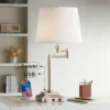 360 Lighting Camber Modern Desk Table Lamp 29" Tall Brushed Steel With USB And AC Power Outlet In Base Swing Arm Linen Shade For Bedroom Living Room -360 Lighting GUEST 27f78cbe 05b4 4139 8c9f 4aaa4296696c