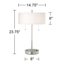360 Lighting Nikola Modern Accent Table Lamps 23 3/4" High Set Of 2 Silver With USB And AC Power Outlet In Base White Drum Shade For Bedroom Home Desk 14 360 Lighting Nikola Modern Accent Table Lamps 23 3/4" High Set Of 2 Silver With USB And AC Power Outlet In Base White Drum Shade For Bedroom Home Desk -360 Lighting GUEST 2cfe7346 0ba9 4b95 9b7e e43c673e9d02