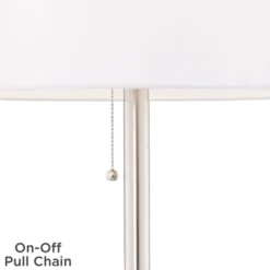 360 Lighting Caper Modern Floor Lamps With Tray Table 60 1/2" Tall Set Of 2 Brushed Nickel USB And Outlet Off White Fabric Drum Shade For Living Room -360 Lighting GUEST 2d2c94b4 b401 4759 b205 f895a638fd45