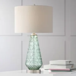 360 Lighting Julia 26 3/8" Tall Modern Coastal Table Lamps Set Of 2 Seafoam Green Glass Living Room Bedroom Bedside Nightstand House Off-White Shade -360 Lighting GUEST 2ea45395 f97c 424b 8103 509060c86929