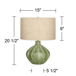360 Lighting Gordy Modern Accent Table Lamp Handcrafted 20 1/2" High Ribbed Green Ceramic Oatmeal Fabric Drum Shade For Bedroom Living Room Bedside 13 360 Lighting Gordy Modern Accent Table Lamp Handcrafted 20 1/2" High Ribbed Green Ceramic Oatmeal Fabric Drum Shade For Bedroom Living Room Bedside -360 Lighting GUEST 32580611 223c 4b4a 8385 930bb02223e5