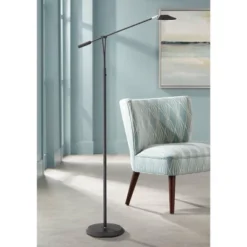 360 Lighting Traditional Pharmacy Floor Lamp LED Dimmable 62" Tall Black Adjustable Arm For Living Room Reading Bedroom Office