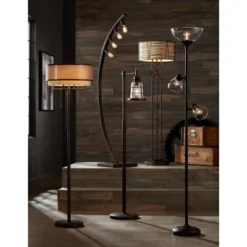 360 Lighting Riley Rustic Farmhouse Torchiere Floor Lamp With Side Lights 72" Tall Painted Bronze Metal Clear Glass Shade For Living Room Reading Home 15 360 Lighting Riley Rustic Farmhouse Torchiere Floor Lamp With Side Lights 72" Tall Painted Bronze Metal Clear Glass Shade For Living Room Reading Home -360 Lighting GUEST 33332271 539f 4790 8611 b1c375246357