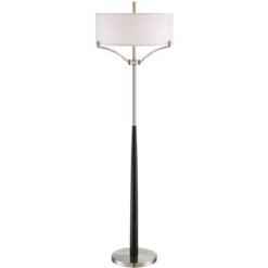 360 Lighting Modern Floor Lamp 62" Tall Black And Brushed Steel Column White Linen Drum Shade For Living Room Reading Bedroom Office 15 360 Lighting Modern Floor Lamp 62" Tall Black And Brushed Steel Column White Linen Drum Shade For Living Room Reading Bedroom Office -360 Lighting GUEST 338447be 1696 449c b866 067704ca3156