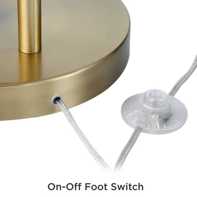 360 Lighting Modern Arc Floor Lamp With USB Charging Port 72" Tall Brass White Linen Drum Shade For Living Room Reading House Home 6 360 Lighting Modern Arc Floor Lamp With USB Charging Port 72" Tall Brass White Linen Drum Shade For Living Room Reading House Home - Image 4