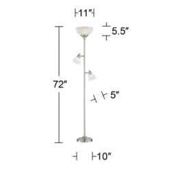 360 Lighting Ellery Modern Torchiere Floor Lamp With Side Lights 72" Tall Brushed Nickel Frosted White Glass Shade For Living Room Reading Bedroom -360 Lighting GUEST 36de3a71 028f 4aa9 a55d f9774392c5ad