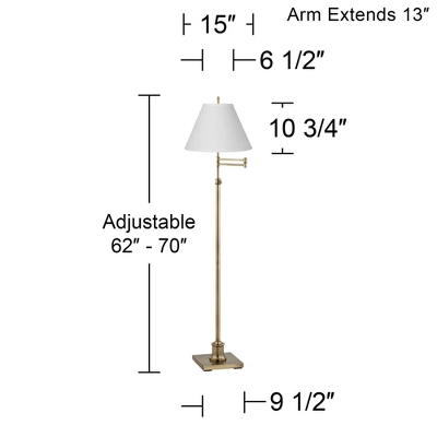 360 Lighting Swing Arm Floor Lamp Adjustable Height 70" Tall Antique Brass Antique White Linen Empire Shade For Living Room Reading Bedroom 3 360 Lighting Swing Arm Floor Lamp Adjustable Height 70" Tall Antique Brass Antique White Linen Empire Shade For Living Room Reading Bedroom