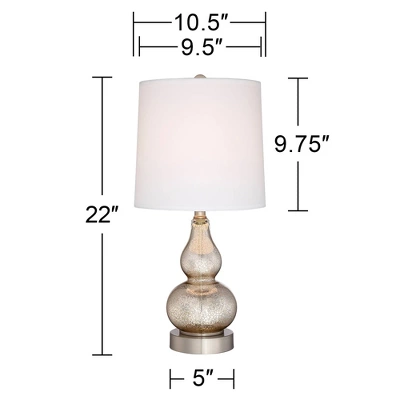 360 Lighting Castine 22" High Small Modern Country Cottage Accent Table Lamps Set Of 2 USB Port Silver Finish Mercury Glass Living Room Charging 9 360 Lighting Castine 22" High Small Modern Country Cottage Accent Table Lamps Set Of 2 USB Port Silver Finish Mercury Glass Living Room Charging - Image 7