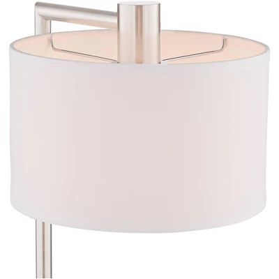 360 Lighting Colby Modern Desk Lamp 21" High Brushed Nickel With USB And AC Power Outlet In Base White Linen Drum Shade For Bedroom Living Room Office 7 360 Lighting Colby Modern Desk Lamp 21" High Brushed Nickel With USB And AC Power Outlet In Base White Linen Drum Shade For Bedroom Living Room Office - Image 5