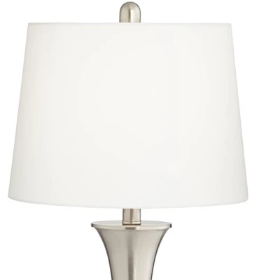 360 Lighting Seymore Modern Table Lamps Set Of 2 With Round Risers 27" Tall Brushed Nickel USB Charging Port White Drum Shade For Living Room Desk 4 360 Lighting Seymore Modern Table Lamps Set Of 2 With Round Risers 27" Tall Brushed Nickel USB Charging Port White Drum Shade For Living Room Desk - Image 2