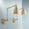 360 Lighting Mendes Modern Swing Arm Wall Lamps Set Of 2 Brass Gold Plug-in Light Fixture Metal Shade For Bedroom Bedside Living Room Reading House -360 Lighting GUEST 3d335d78 ae96 4707 949e 72f55a409d10